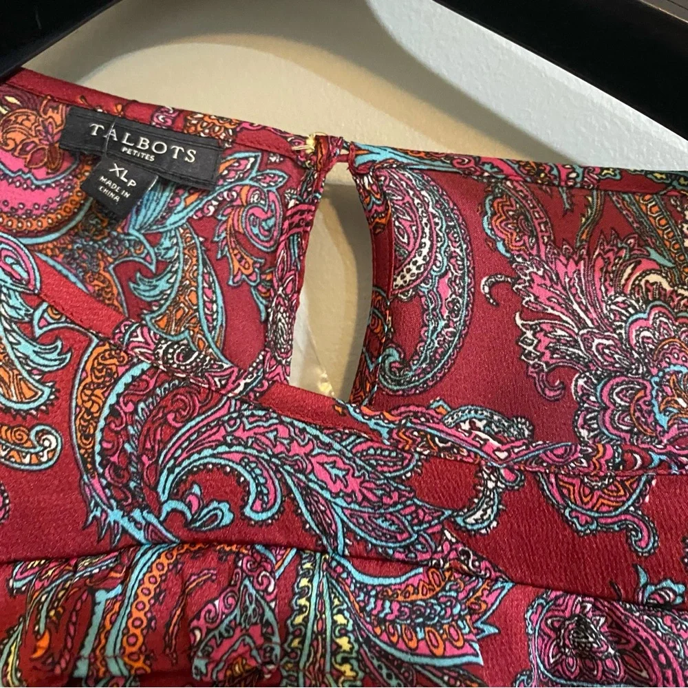 Talbots Red Paisley Ruffle Blouse - Picture 5 of 14